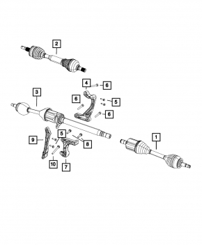 Привод полуось передняя левая Jeep Cherokee KL 19-22 FWD 2.4