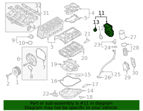 Передняя крышка двигателя VW Passat b8 16-19 USA 1.8 TFSI