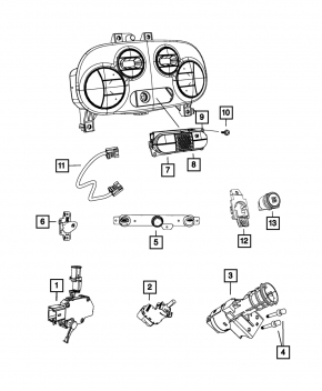 Butoane panou frontal Fiat 500 12-19 