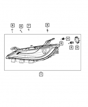 Фара передняя правая голая Chrysler 200 15-17 галоген с креплением