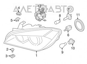 Корпус фары левый BMW X1 F48 16-22 галоген