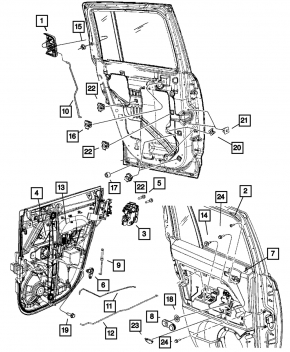 Стеклоподъемник с мотором задний правый Jeep Compass 11-16