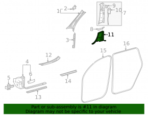 Ornament stâlp central stânga jos Mercedes W167 GLE 350 450 20-24 gri închis, zgârieturi
