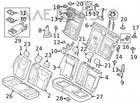 Задний ряд сидений 2 ряд Ford Fusion mk5 13-15 ткань черн