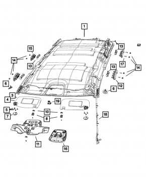 Обшивка потолка Jeep Grand Cherokee WK2 14-15 черн, под люк