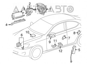 Датчик подушки безопасности центральная стойка левый Lexus RX350 RX450h 10-12