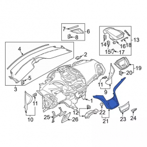 Ornamente bord inferioare centrale Ford C-max MK2 13-17, gri, negru lucios, 2 piese, zgârieturi