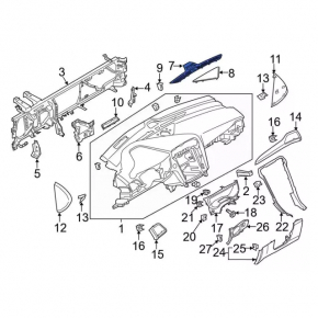 Накладка торпеды верхняя центральная Ford Fusion mk5 17-20 коричневая, надлом