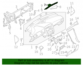 Накладка торпеды верхняя центральная Ford Fusion mk5 17-20 коричневая, надлом