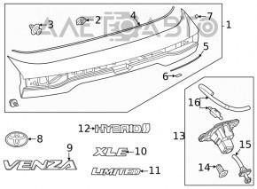 Камера заднего вида Toyota Venza 21-24 под 360