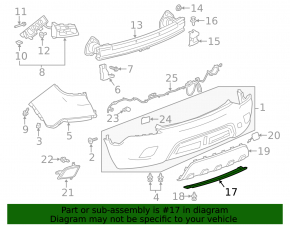 Накладка заднего бампера нижняя Buick Encore 13-16 черная