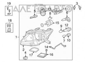 Фара передняя правая в сборе Lexus RX350 RX450h 10-12 дорест ксенон
