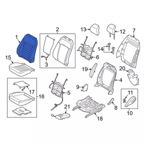 Водительское сидение Ford Fusion mk5 17-18 без airbag, ткань серое