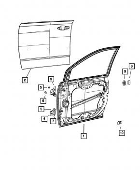 Дверь в сборе передняя левая Dodge Grand Caravan 11-20