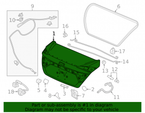 Крышка багажника Honda Civic X FC 16-21 4d черный NH-731P после ремонта, тычка