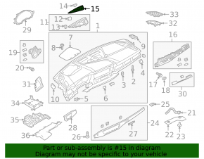 Накладка передней панели центральная под динамики Audi A4 B9 17-20 серая, с сеткой, сломано крепление