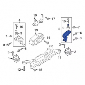 Кронштейн подушки двигателя левый Ford Mustang mk6 15-23 2.3T