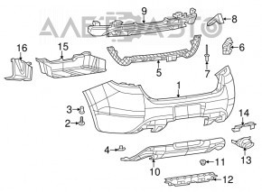 Губа заднего бампера Dodge Dart 13-16 под 2 трубы, затертая, сломано крепление