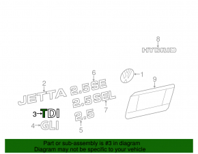 Эмблема надпись TDI крышки багажника VW Jetta 11-14 USA
