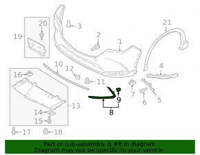 Молдинг переднего бампера правый Mazda CX-9 16-23 хром