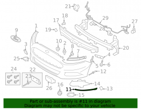 Губа переднего бампера левая Ford Fusion mk5 13-16