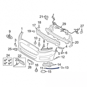Губа переднего бампера левая Ford Fusion mk5 13-16