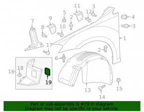 Căptușeală aripă față trapă VW Golf 15-21