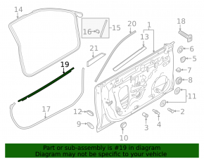 Молдинг дверь-стекло центральный передний правый Audi A5 F5 18-25 5D хром