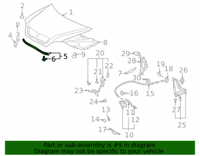 Garnitura de etanșare a capotei pentru Lexus RX300 RX330 RX350 RX400h 04-09