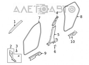 Накладка порога передняя левая Nissan Rogue 21-26 черная, царапины