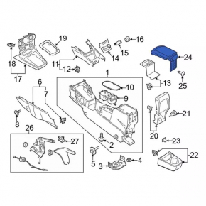 Подлокотник Ford Fiesta 11-19 кожа, черный