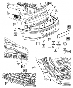 Усилитель заднего бампера Chrysler 200 4d 11-14