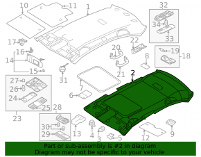 Обшивка потолка VW Jetta 11-16 USA под люк беж