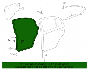 Уплотнитель двери задней правой Lexus IS250 IS350 06-14