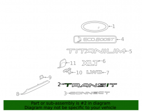 Эмблема надпись TRANSIT двери багажника Ford Transit Connect MK2 13-23