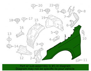 Aripă față dreapta pentru BMW Seria 5 G60 2014-2015 Aripă și căptușeală, 530i, 530i xDrive, 540i xDrive, 530i, 530i xDrive, 540i xDrive, Aripă și componente