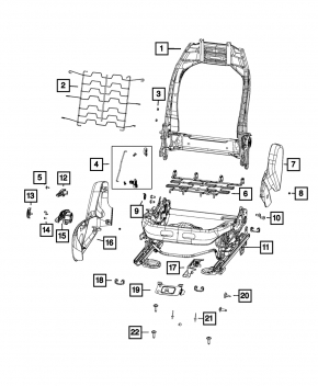 Накладка боковая пассажирского сиденья левая Jeep Compass 17-26 черная