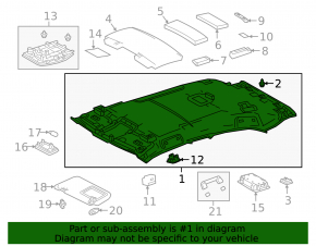 Обшивка потолка Lexus UX200 UX250h 19-22 черная, без люка