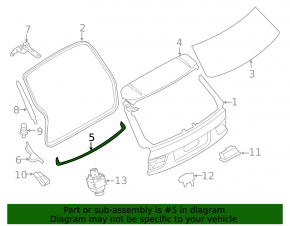 Уплотнитель резина двери багажника центральный BMW X5 F15 14-18