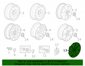 Колпак колесный R16 VW Jetta 11-14 USA