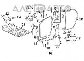Накладка центральной стойки нижняя правая Lexus RX300 RX330 RX350 RX400h 04-08 черная