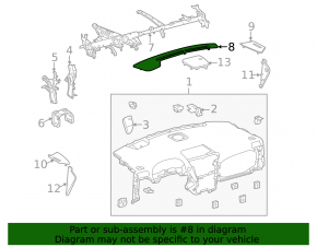 Решетка обдува стекла длинная Lexus RX350 RX450h 10-15 черн, без дисплея