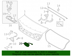 Emblemă buton de deschidere portbagaj Hyundai Sonata 18-19, argintie, hibridă
