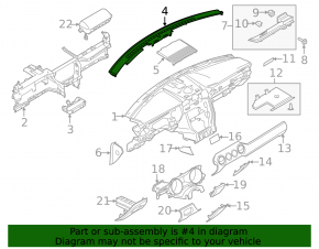Накладка передней панели центральная верхняя Ford Mustang mk6 18-23 черная