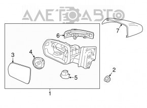 Зеркало боковое левое в сборе Ford Edge 15-18 3 пина, структура