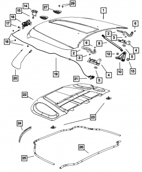 Garnitura capotei mici Jeep Grand Cherokee WK2 11-21