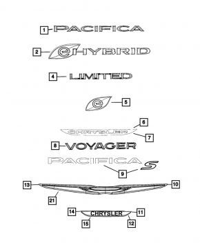 Эмблема надпись PACIFICA двери багажника Chrysler Pacifica 17-26