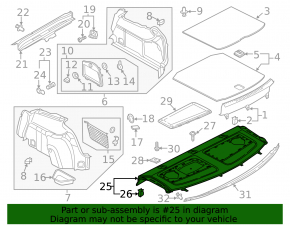 Полка задняя Audi A3 8V 15-20 4d черая