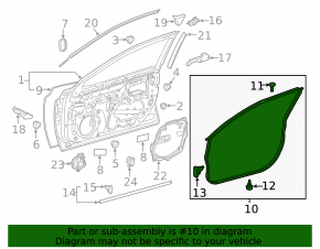 Уплотнитель двери передней левой Toyota Camry v70 18-24