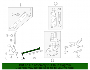 Prag interior ușă față dreapta negru pentru Lexus ES250 ES300h ES350 19-26
